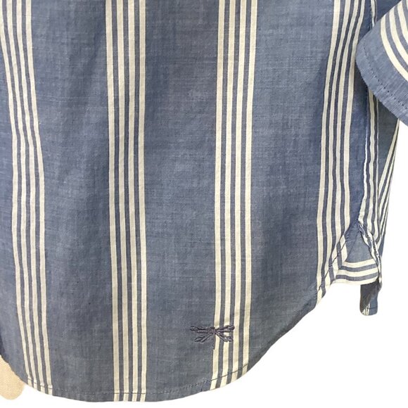 Talbots Striped 100% Cotton Roll-Tab Button-Down Shirt Sz 8  Blue #21i - Picture 4 of 7